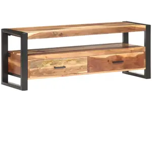 vidaXL Meuble TV 120x35x45 cm Bois massif avec finition miel pas cher