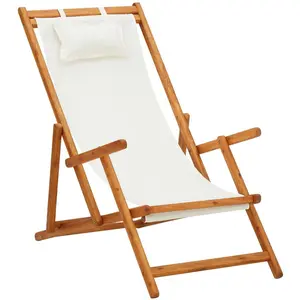 Comparateur de prix : vidaXL Chaise pliable de plage Bois d'eucalyptus solide et tissu Crème
