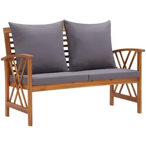 vidaXL Banc de jardin avec coussins 119 cm Bois solide d'acacia pas cher