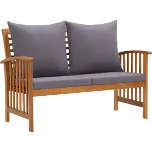 vidaXL Banc de jardin avec coussins 119 cm Bois solide d'acacia pas cher