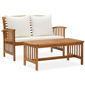 Comparateur de prix : vidaXL Salon de jardin 2 pcs avec coussins Bois d'acacia solide