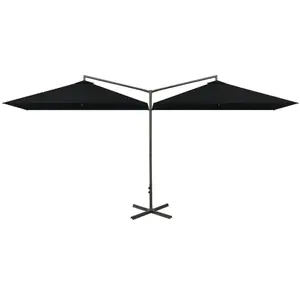 Vidaxl - Parasol de jardin double avec mât en acier noir 600x300 cm pas cher