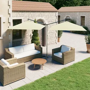 vidaXL Parasol double avec mât en acier Sable 600x300 cm pas cher
