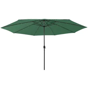 vidaXL Parasol d'extérieur avec LED et mât en métal 400 cm Vert pas cher
