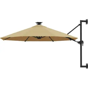 Comparateur de prix : vidaXL Parasol mural avec mât métallique et LED 300 cm Taupe
