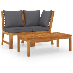Comparateur de prix : vidaXL Salon de jardin 3pcs et coussin gris foncé Bois d'acacia solide