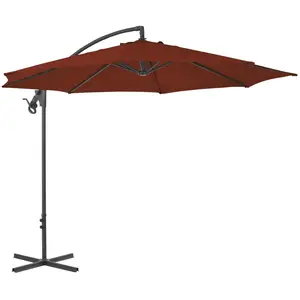vidaXL Parasol déporté avec mât en acier 300 cm Terre cuite pas cher