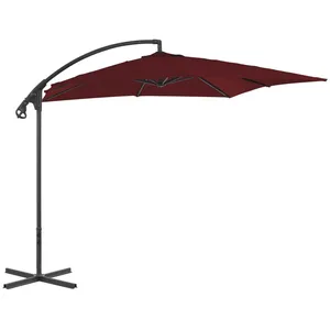 vidaXL Parasol déporté avec mât en acier 250x250 cm Rouge bordeaux