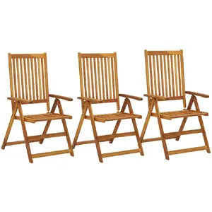 vidaXL Chaises inclinables de jardin 3 pcs Bois solide d'acacia pas cher