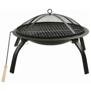 Comparateur de prix : vidaXL Foyer et barbecue avec tisonnier 2 en 1 56x56x49 cm Acier