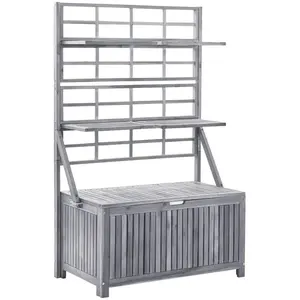 Comparateur de prix : vidaXL Boîte de rangement avec treillis Gris 99x55x160cm Acacia solide