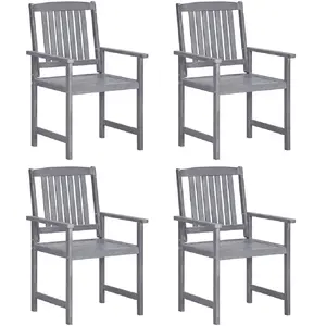 vidaXL Chaises de jardin lot de 4 Bois massif d'acacia Gris pas cher