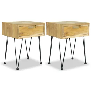 vidaXL Tables de chevet 2 pcs 40x30x50 cm teck massif pas cher