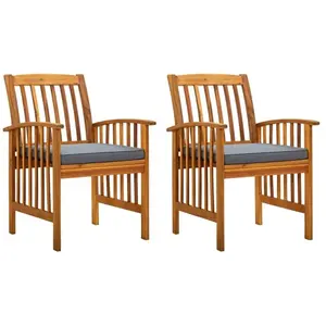 vidaXL Chaises à dîner de jardin 2pcs et coussins Bois d'acacia massif pas cher