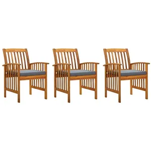 vidaXL Chaises à dîner de jardin 3pcs et coussins Bois d'acacia massif