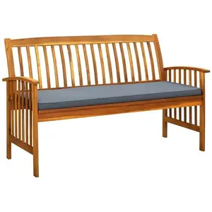 vidaXL Banc de jardin avec coussin 147 cm Bois d'acacia massif pas cher