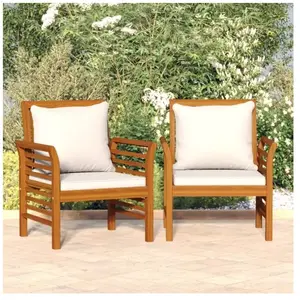 vidaXL Chaises de canapé et coussins blanc crème lot de 2 Bois acacia pas cher