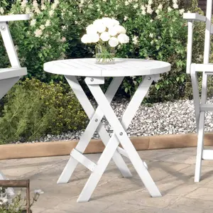 vidaXL Table pliable de jardin blanc Ø 46 cm bois d'acacia solide pas cher
