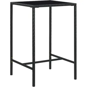 vidaXL Table de bar de jardin Noir 70x70x110cm Résine tressée et verre pas cher