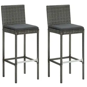 vidaXL Tabourets de bar de jardin et coussins lot de 2 résine tressée pas cher