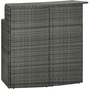 vidaXL Table de bar de jardin Gris 120x55x110 cm Résine tressée pas cher