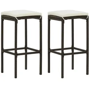 Comparateur de prix : vidaXL Tabourets de bar avec coussins lot de 2 marron résine tressée