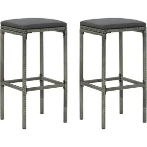 Comparateur de prix : vidaXL Tabourets de bar avec coussins lot de 2 gris résine tressée