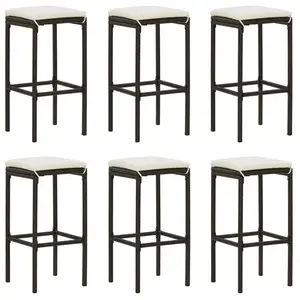 vidaXL Tabourets de bar avec coussins lot de 6 marron résine tressée