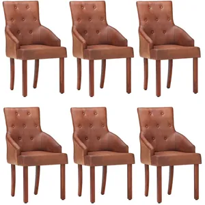 Comparateur de prix : vidaXL Chaises à manger lot de 6 marron cuir de chèvre véritable