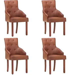 Comparateur de prix : vidaXL Chaises à manger lot de 4 marron cuir de chèvre véritable
