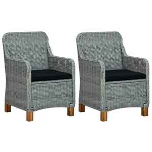 vidaXL Chaises de jardin avec coussins 2 pcs Résine tressée Gris clair pas cher