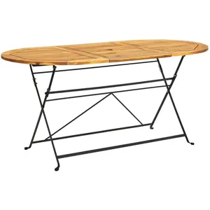 vidaXL Table de jardin 160x85x74 cm Bois d'acacia massif Ovale pas cher