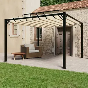 Comparateur de prix : vidaXL Tonnelle avec toit à persienne 3x3 m Crème Tissu et aluminium