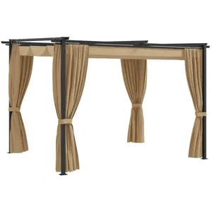Comparateur de prix : vidaXL Tonnelle avec rideaux 3x3 m Taupe Acier