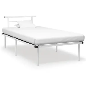 Vidaxl cadre de lit sans matelas blanc métal 100x200 cm 324824 pas cher