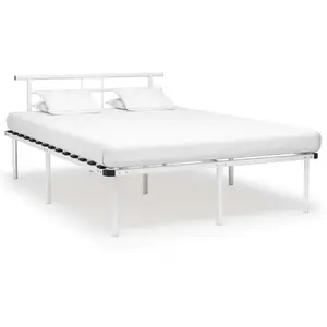 vidaXL Cadre de lit Blanc Métal 140x200 cm pas cher