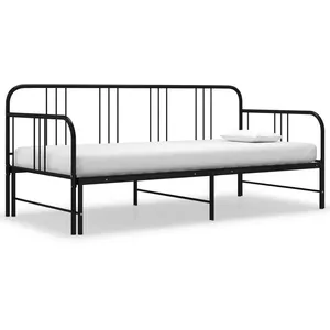 vidaXL Cadre de canapé-lit extensible Noir Métal 90x200 cm pas cher