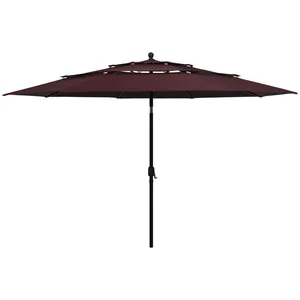 vidaXL Parasol à 3 niveaux avec mât en aluminium Bordeaux 3,5 m pas cher
