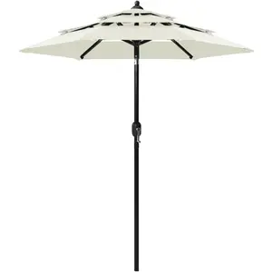 vidaXL Parasol à 3 niveaux avec mât en aluminium Sable 2 m pas cher