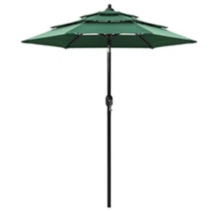 vidaXL Parasol à 3 niveaux avec mât en aluminium Vert 2 m pas cher