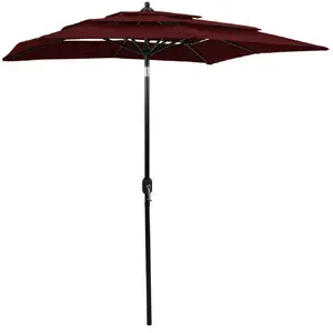 vidaXL Parasol à 3 niveaux avec mât en aluminium Bordeaux 2x2 m pas cher