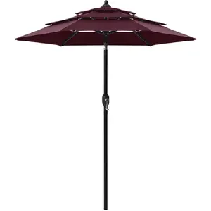 vidaXL Parasol à 3 niveaux avec mât en aluminium Bordeaux 2 m pas cher