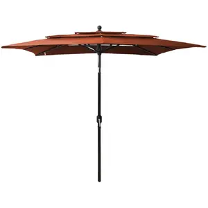 vidaXL Parasol à 3 niveaux avec mât en aluminium Terre cuite 2,5x2,5 m pas cher