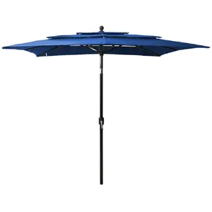 vidaXL Parasol à 3 niveaux avec mât en aluminium Bleu azuré 2,5x2,5 m