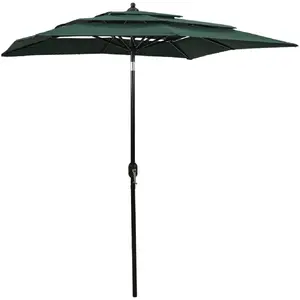 vidaXL Parasol à 3 niveaux avec mât en aluminium Vert 2x2 m pas cher