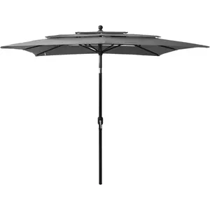 Comparateur de prix : vidaXL Parasol à 3 niveaux avec mât en aluminium Anthracite 2,5x2,5 m