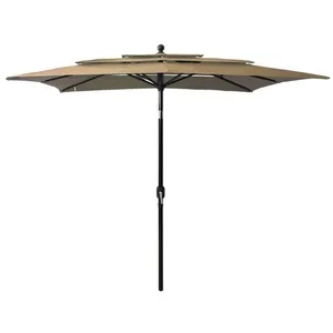 vidaXL Parasol à 3 niveaux avec mât en aluminium Taupe 2,5x2,5 m pas cher