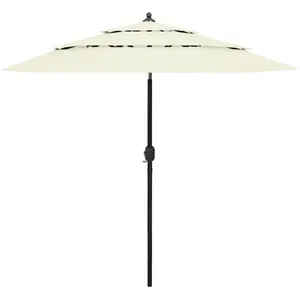 vidaXL Parasol à 3 niveaux avec mât en aluminium Sable 2,5 m