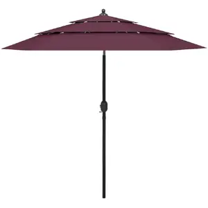 vidaXL Parasol à 3 niveaux avec mât en aluminium Bordeaux 2,5 m pas cher