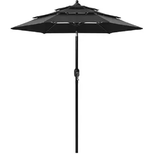 Comparateur de prix : vidaXL Parasol à 3 niveaux avec mât en aluminium Noir 2 m
